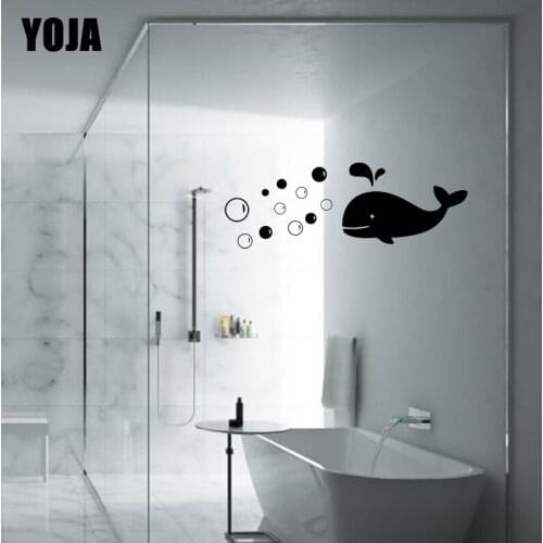 YOJA 10x28.4CM Whale Bathroom Decal Decoration Home Bedroom Kitchen Wall Sticker G2-0408