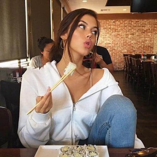 B-TOTO BM High Waist Zipper Hooded Sweatshirt Jacket Womens Short Ins Trendy Navel Europe And America 2021 New Fashion