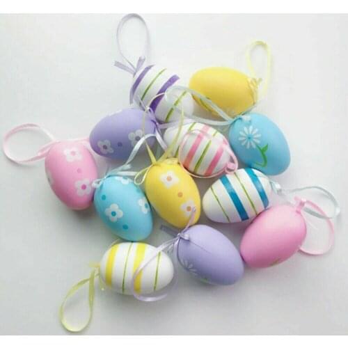 12 pcs Colorful Foam Easter Eggs Decoration Easter Crafts Ornaments Gadget Printed Eggs Holiday Decoration Christmas Party