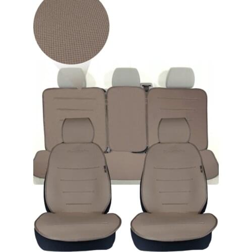 4 pcs set Auto Vehicle Car Seat Protector Cushion Team Emron Lacoste Fabric Beige seat cover