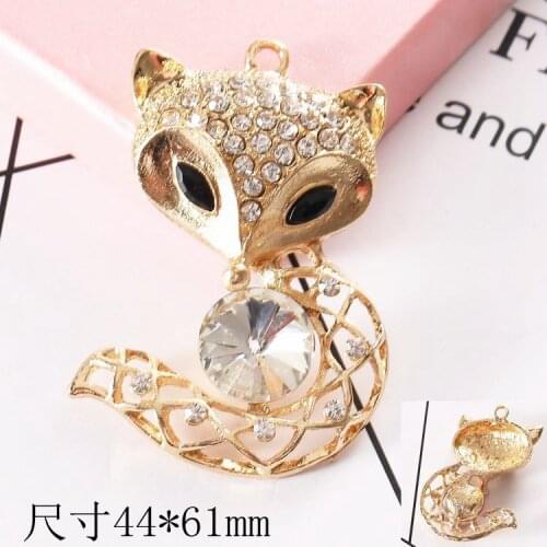 5pcs 4 color charm fox style key chain pendant handset mobile phone DIY accessories water drill metal mobile stick