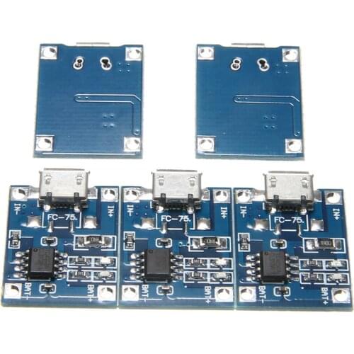 5pcs TP4056 1A Adjustable Battery Charging Module 5V Micro USB Interface Charging Board Charger Module for 1A Lithium Battery