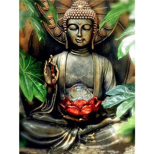 5D DIY Diamond Painting Buddha Full Square/Round Diamond Embroidery Religion Landscape Mosaic Rhinestone for Needlework Decor