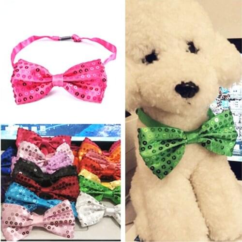 Pet Grooming Accessories Rabbit Cat Dog Bow Tie Adjustable Bowtie Multicolor Sequins Tie 10pcs/lot