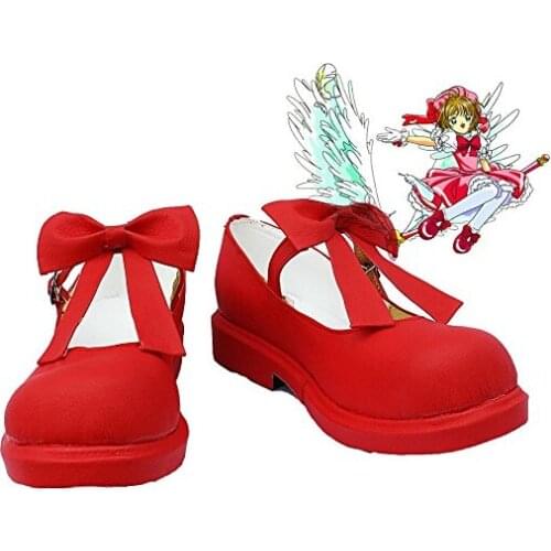 Anime Card Captor Shoes Sakura Cosplay Red Boots Sakura CardCaptor Shoes Halloween Carnival Women