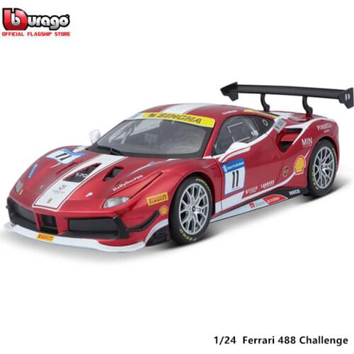 Bburago 1:24 Ferrari 2017 488 CHALLENGE FORMULA RACING Alloy Luxury Vehicle Diecast Cars Model Toy Collection Gift
