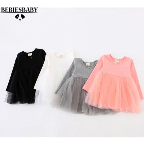 2016 Bebiesbaby White Lace Baby Girls Dress Long Sleeve Autumn Party Wedding Pink Dress 9M-3T Black Infant Kids Childrens Dress