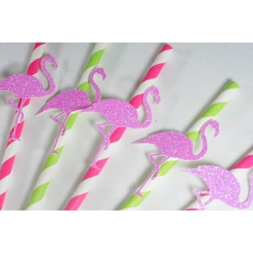 Glitter Flamingo Paper Straws. Wedding birthday Engagement Hawaiian Tropical Party Decor - Luau Party Drinks tea party favors