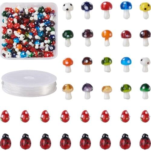 120pcs Handmade Lampwork Beads and 1mm Elastic Crystal Thread Stretch Bracelets Making Jewelry Making DIY Accessories Finding