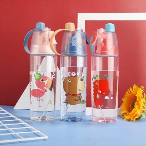 400/600ml Kids Cartoon Bear Bird Leakproof Water Bottle Outdoor Sports Portable Water Spray Cup Water Kettle Container