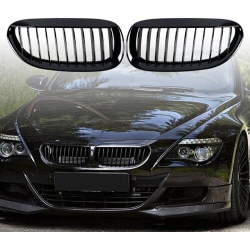 E63 Grill Front Hood Kidney Grille Replacement for BMW E63 E64 6-Series 2DR 2004-2010 (Glossy Black)51137008915 51137008916