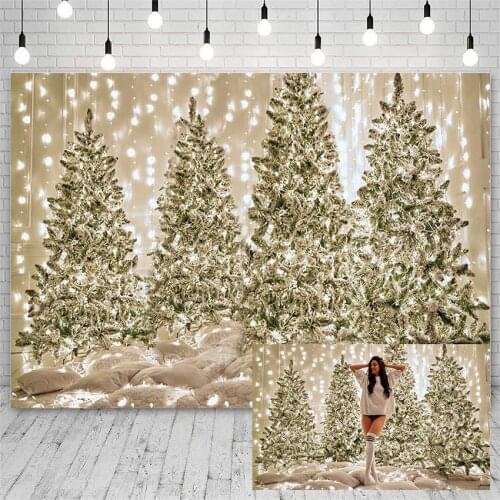 Avezano Backdrops Winter Merry Christmas Tree Glitter Lights Pillow Decoration Banners Photography Background For Photo Studio
