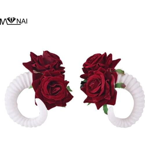 Gothic Lolita Sheep Ears Horn KC Headwear Hair Accessories Party Cos Antler Rose Hair Clip Steampunk
