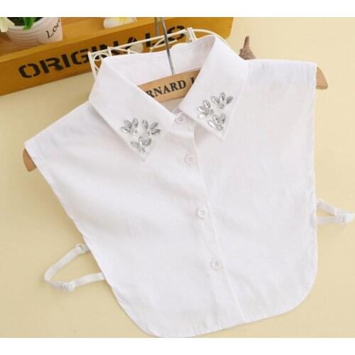 Handmade Cotton high shirt fake New bead lace wild chiffon collar necklace simple womens bead wild crystal flower collier femme