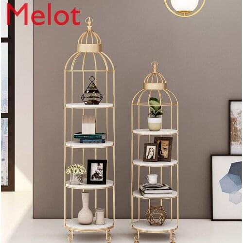 Customized European-Style Bird Cage Storage Rack Iron Retro Floor-Standing Multi-Storey Living Room Decoration Shelf
