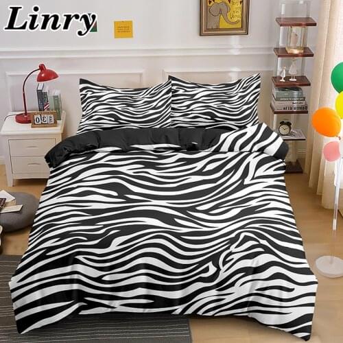 Zebra Pattern 2/3 Pcs Duvet Cover Set Black and White Bedding Sets Queen/King Size Black and White Comforter Set Home Textile