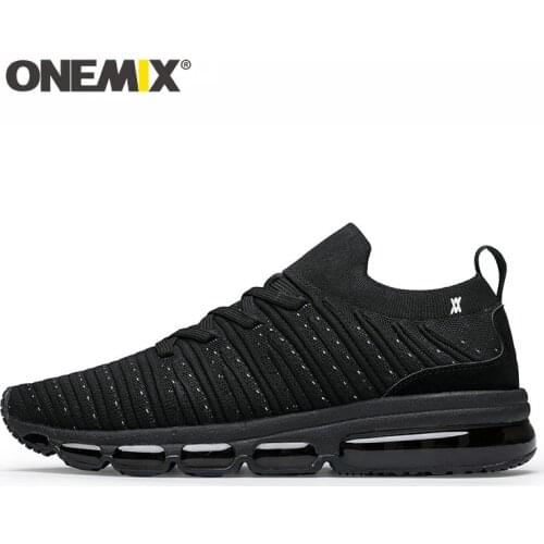 ONEMIX Men Running Shoes Knitted Breathable Slip-On Air Cushion Sneakers Walking Outdoor Women Jogging Sport Shoes Free Shipping