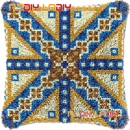 Latch Hook Cushion National Totem DIY Needlepoint Kits Chunky Acrylic Yarn Arts Crocheting Lofty Pillow Case Hobby & Crafts