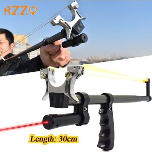 Laser Slingshot High Precision Telescopic Rod Slingshots with Flat Rubber Band for Outdoor Sports Shooting Hunting Catapult