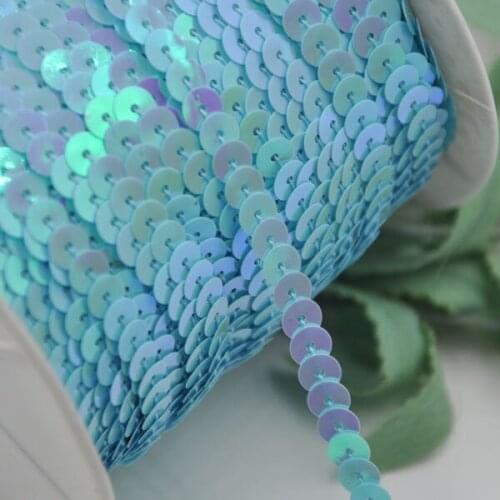10Y Light Blue Color Sequin Ribbon Spangle Lace Sewing Decoration Wedding Embroidery Trim Diy S19