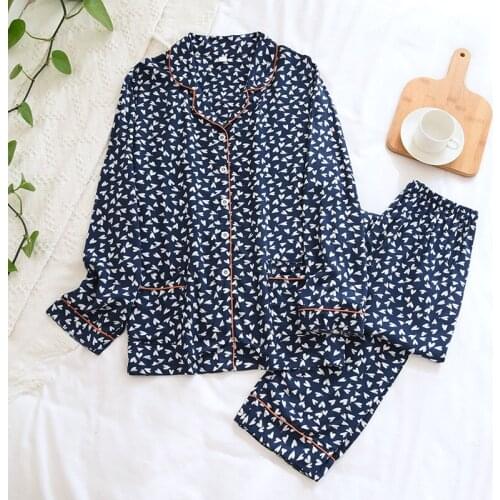 Women Printed Pajamas New Spring Plus Size Homewear Female Cotton Long Sleeve Sleep Tops + Pants Summer Pyjama Femme Loungewear