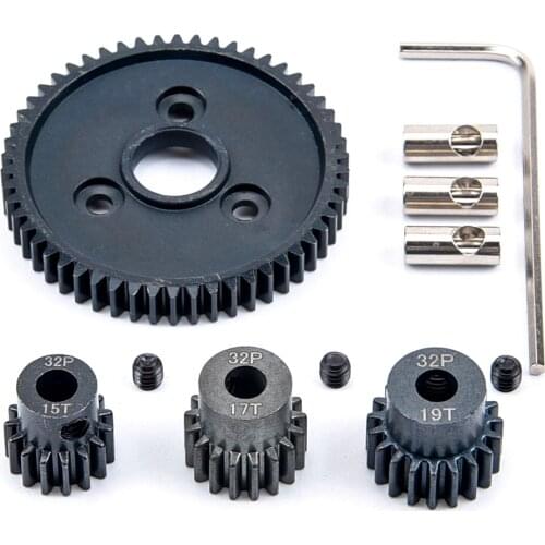 Metal Steel 54T 0.8 32 Pitch 3956 Spur Gear with 15T/17T/19T Pinions Gear Sets for Traxxas Slash 4x4 4WD/2WD VXL Rally VXL Stamp