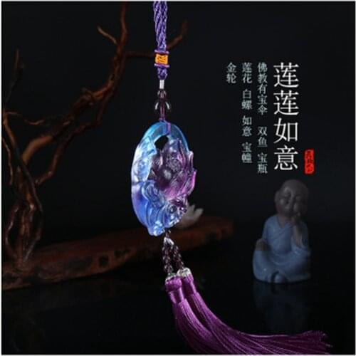 Fashion pendant glazed lotus car pendant creative car accessories tassel pendant Christmas gift