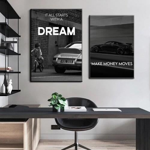 Dream Inspirational Quote Art Canvas Painting Wall Art Posters Prints Modern Wall Pictures for Living Room Home Cuadros Decor