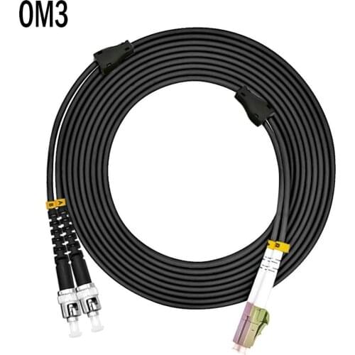 Outdoor Armored 100Meters LC-ST Duplex 10 Gigabit 50/125 Multimode Fiber Optical Cable OM3 Black 10GB LC to ST Patch Cord Jumper