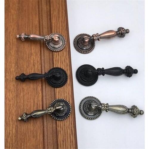 New European Retro Pendant Design Cabinet Door Drawer Handle Solid Zinc Alloy Single Hole Cupboard Wardrobe Handles Furniture