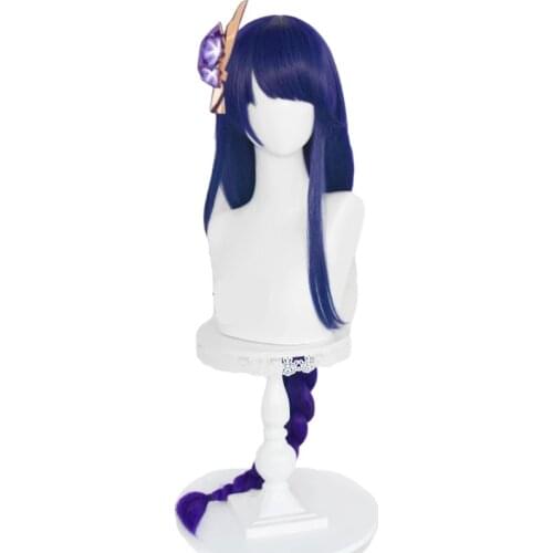 Shogun Cosplay Wig Game Genshin Impact Shogun Woman 100cm Long Graident Purple Braided Synthetic Hair Hallowen Party Wigs