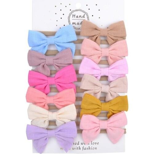 12Pcs/set Cute Bow Baby Headband for Girls Nylon HeadBands Turban Newborn Headbands Hairbands Kids Baby Hair Accessories