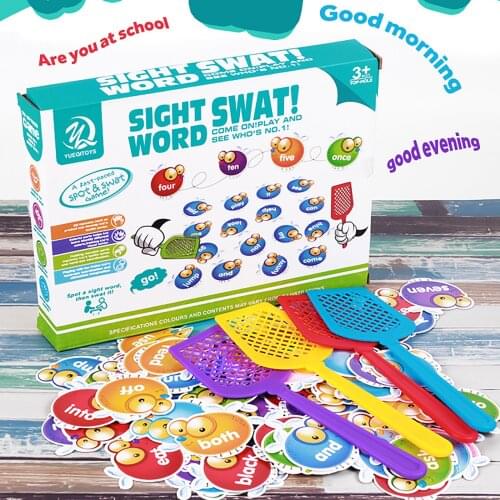 Sight Word Swat Words Cards Enlightenment Kids Toy Game Shooting Flies English Educational Learning Study Toy Gifts Montessori