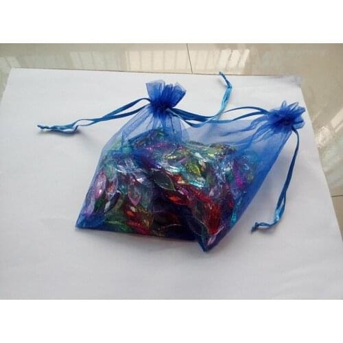 50pcs 15*20 Blue gift bags for jewelry/wedding/christmas/birthday Organza Bags with handles Packaging Yarn bag