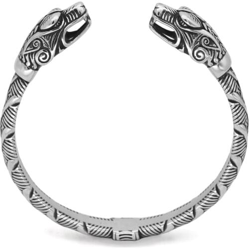 Nordic Viking Norse Dragon Scandinavian Bracelet Men Wristband Cuff Bracelets with valknut gift bag