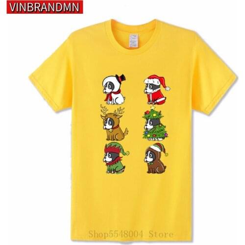 Funny Boston Terrier Cute Xmas Costumes Christmas T-Shirts Men Novelty Animal Dog Hipster Tshirt Santa Claus Printed Cotton Tees