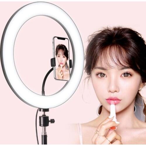 8W Dimmable LED Ring Light For Selfie Make Up Live Video Photography Lamp Selfie Ring Light Stand Rovtop for Smartphone Youtube