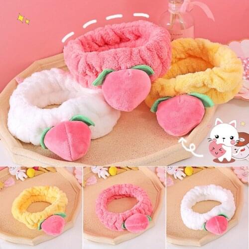South Korea New Style Pink Peach Washing Face Hair Band Womens Cute Cartoon Stereo Ins Wind Makeup Hair Accessories