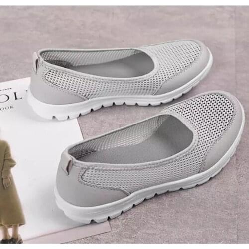 Summer Vulcanized Shoes 2021 Women Flats Female Sneakers Striped Mesh Breathable Slip on Casual Shoes Ladies Soft Light Comfort