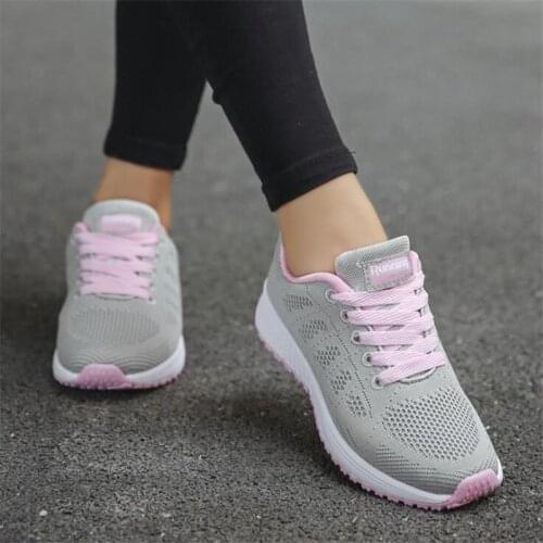 Female Tennis Sneakers Women Shoes 2021 New Breathable Mesh Casual Sport Shoes Woman Lace-up Women Running White Shoes