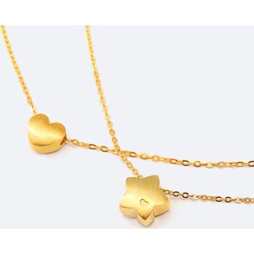 Daisies Pure 925 Sterling Silver Golden Star Heart Necklaces Pendant For Women Statement Hot Fashion Sterling-silver-jewelry