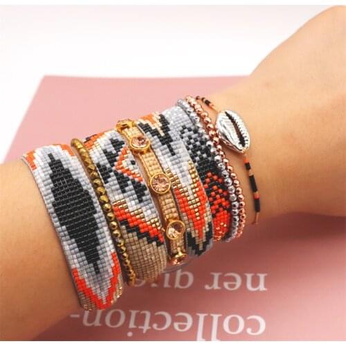 ZHONGVI Boho Miyuki Bracelet For Women Hematite Beaded Bracelets Evil Eye Jewelry 2021 Rhinestone Jewellery Adjustable Pulseras