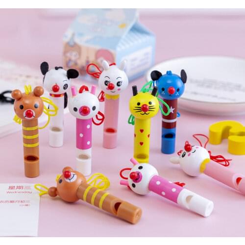 10PCS Kids Happy Birthday Party Favor Animal Wooden Whistle Baby Shower Girl Boy Baptism Gift Jungle Party Supply