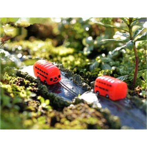 2pcs/lot Bus Miniature Fairy Garden Home Houses Decoration Mini Craft Micro Landscaping Decor DIY Accessories Resin Craft KS 035