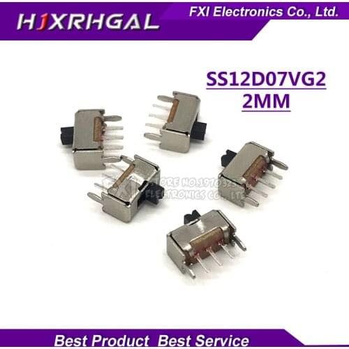 20pcs Toggle switch SS12D07VG2 small toggle switch with bracket 5PIN 2 file handle high 2mm