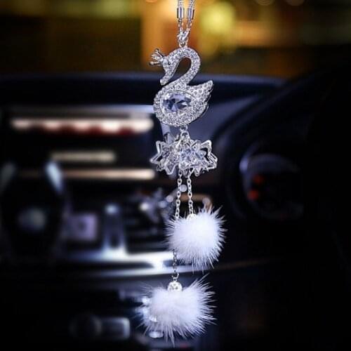 Car pendant crystal swan creative cute car interior rearview mirror decoration car pendant pendant