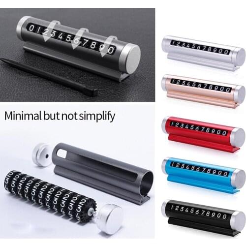 Car Temporary Parking Card Rotate Phone Number Plate Aluminum Stickers Universal Park Stop in Car-styling Goods Auto Accessories