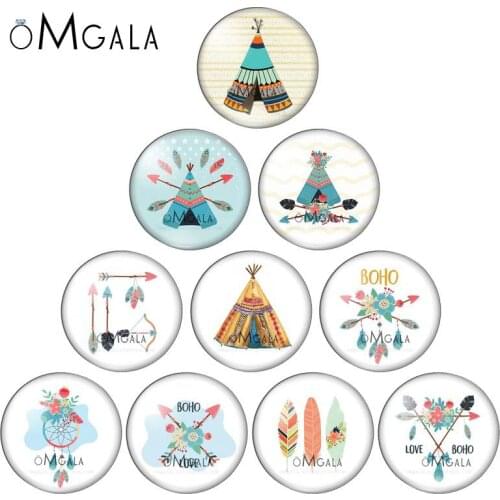 Boho Dreamcatcher Arrow Feathers Patterns 12mm/18mm/20mm/25mm Round photo glass cabochon demo flat back Making findings