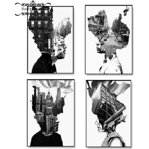 Black White Photography Poster Creative Canvas Painting Cityscapes Portraits Print Modern Wall Art Picture for Living Room Decor