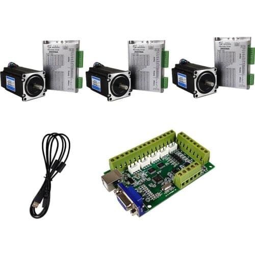 Cnc 3-axis kit usb mach3 cnc motion control system 556 stepper motor driver nema 23/57 stepper motor 3nm emergency stop handwhee